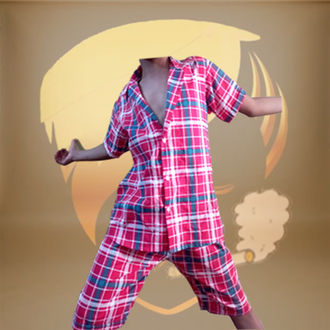 Shirt Short Suit Red-Check