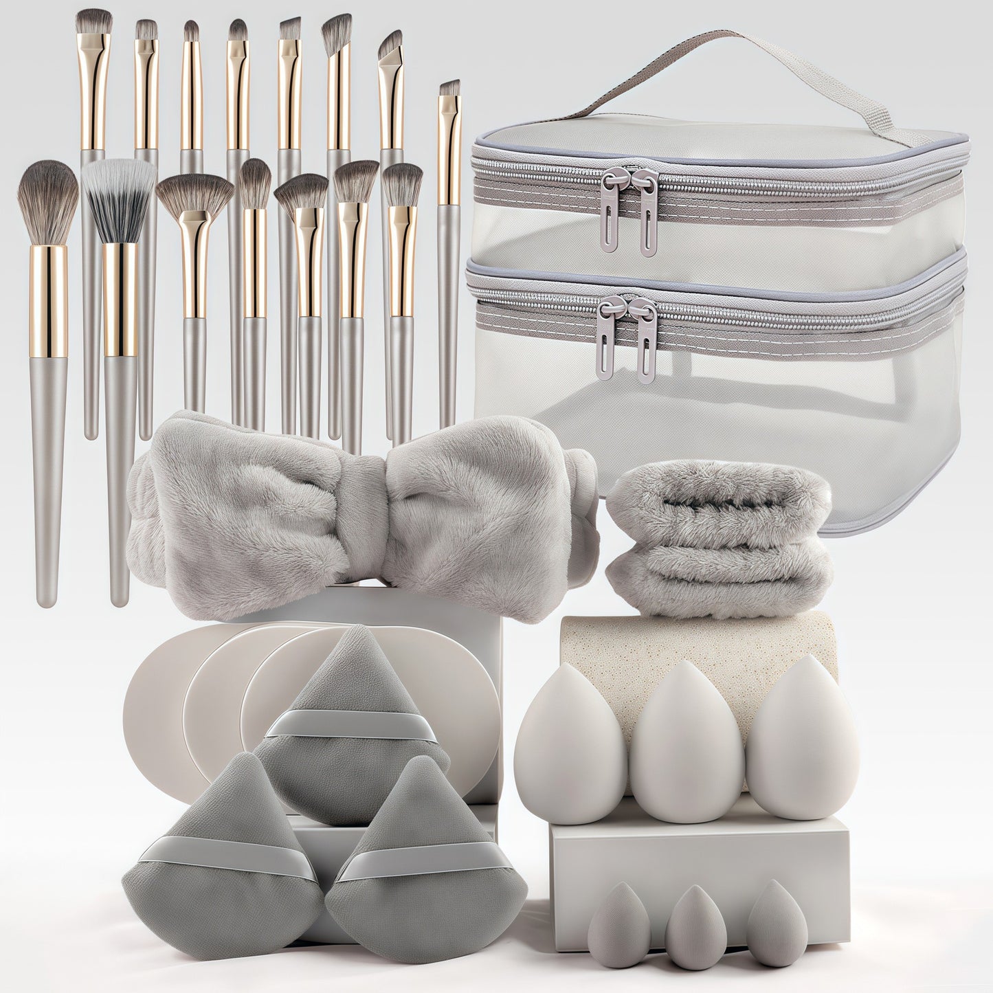 Professional Makeup Brush and Powder Puff Set 46 Pieces