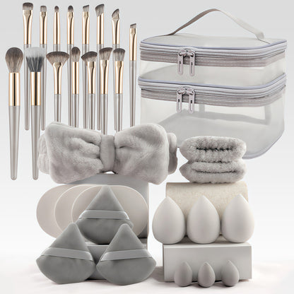 Professional Makeup Brush and Powder Puff Set 46 Pieces