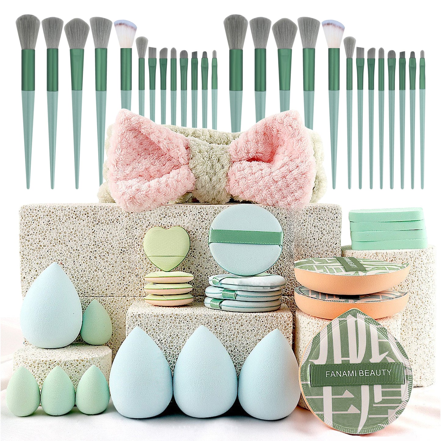 Professional Makeup Brush and Powder Puff Set 46 Pieces