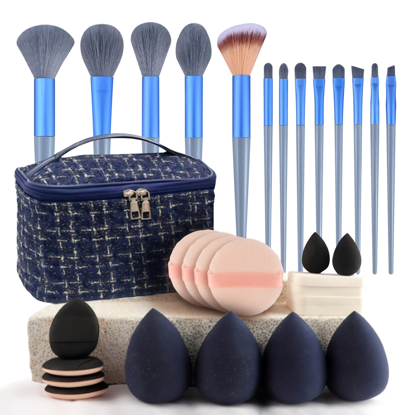 Professional Makeup Brush and Powder Puff Set 46 Pieces