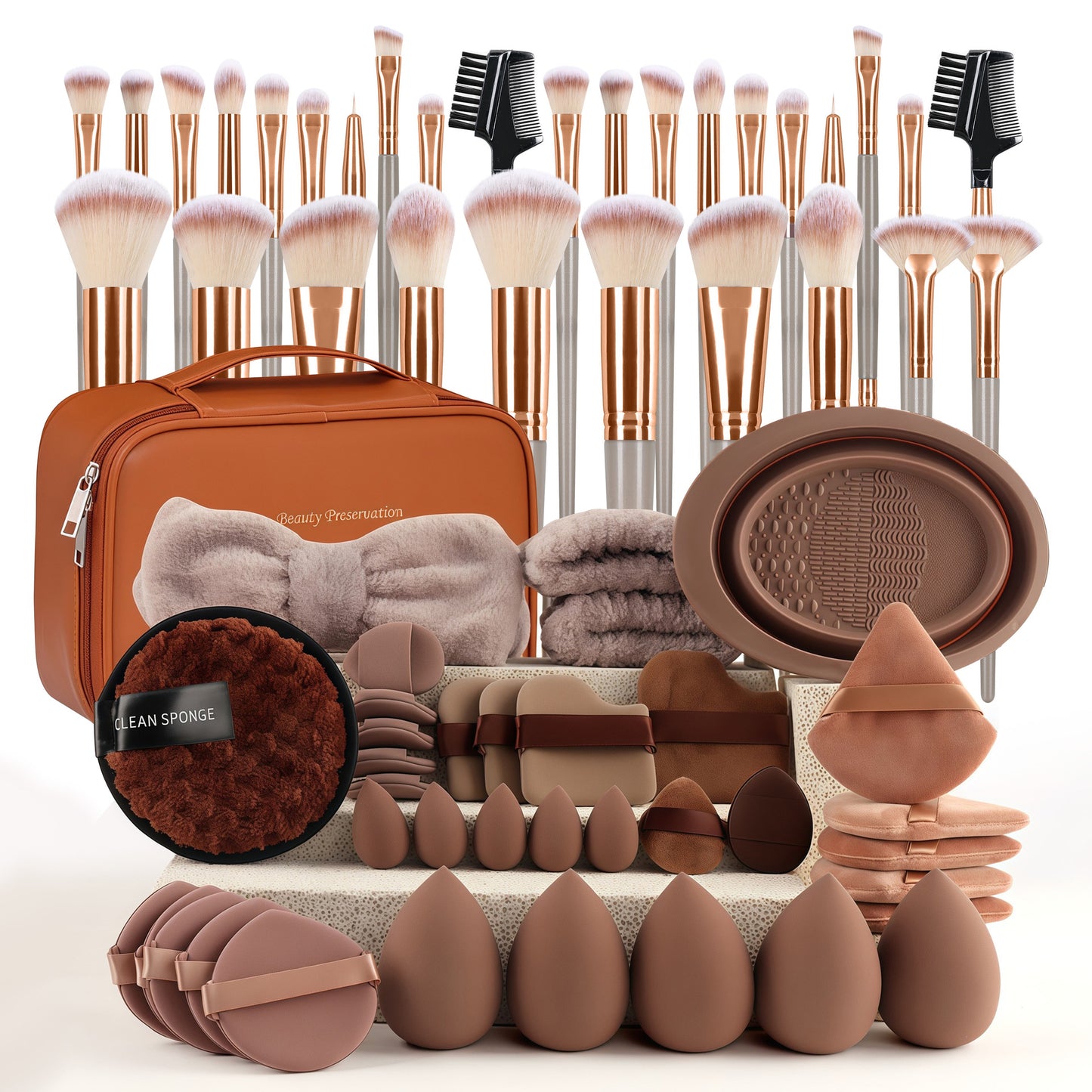 Professional Makeup Brush and Powder Puff Set 46 Pieces