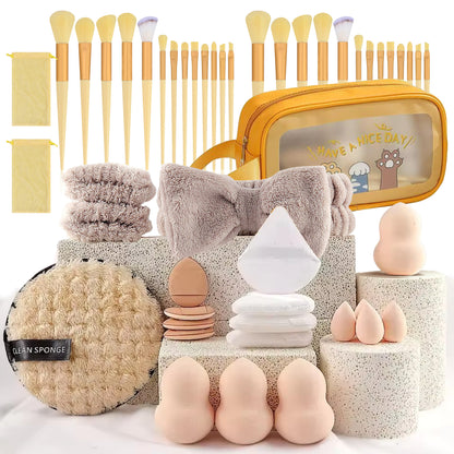 Professional Makeup Brush and Powder Puff Set 46 Pieces