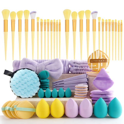Professional Makeup Brush and Powder Puff Set 46 Pieces