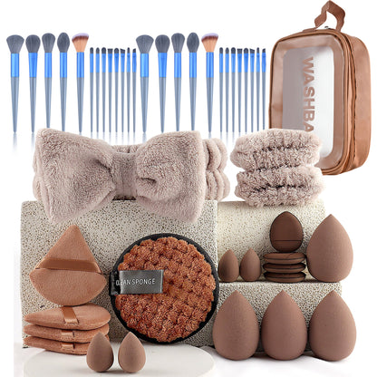 Professional Makeup Brush and Powder Puff Set 46 Pieces