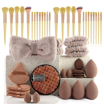 Professional Makeup Brush and Powder Puff Set 46 Pieces
