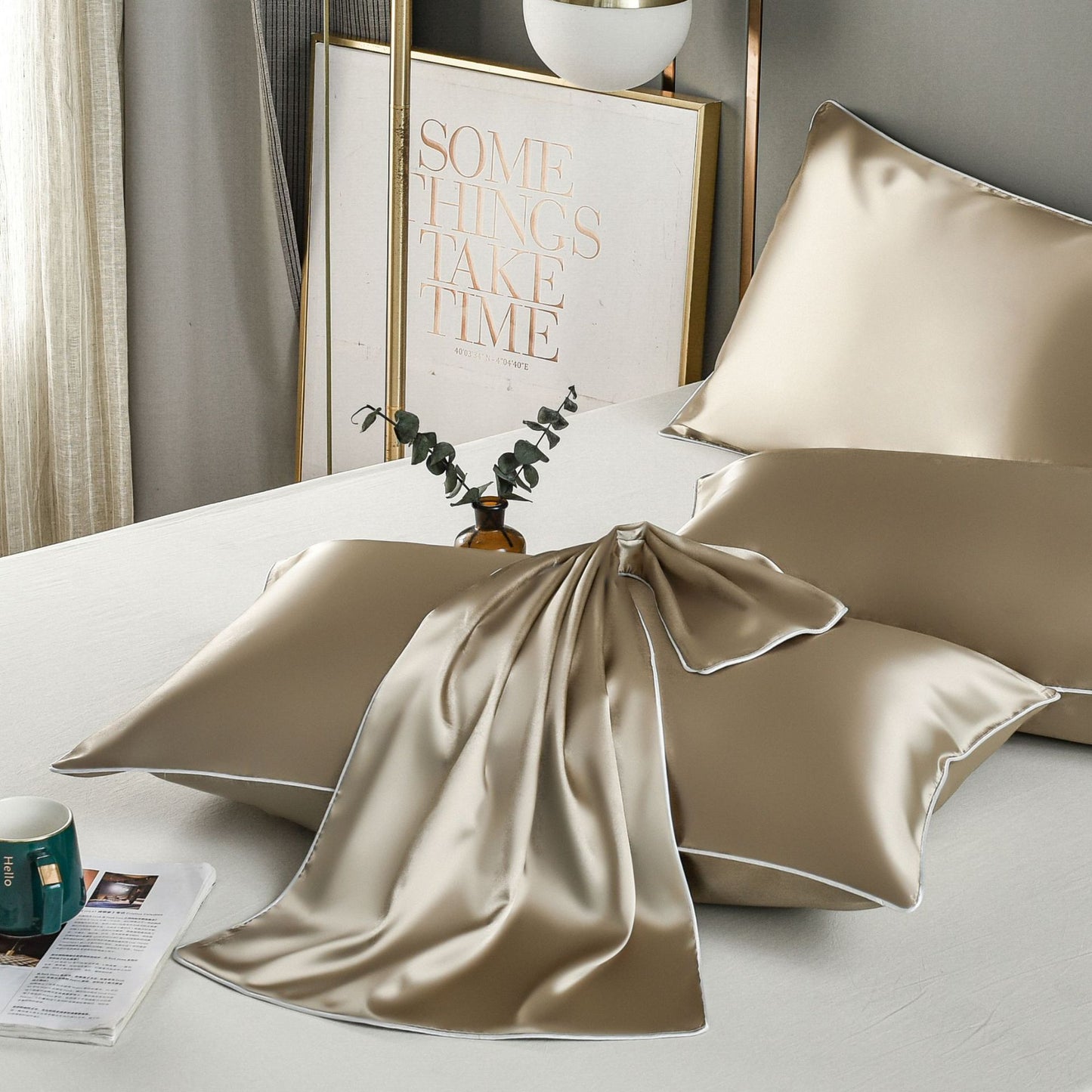 Ice silk satin pure silk pillowcase