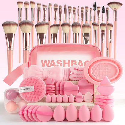 Professional Makeup Brush and Powder Puff Set 46 Pieces