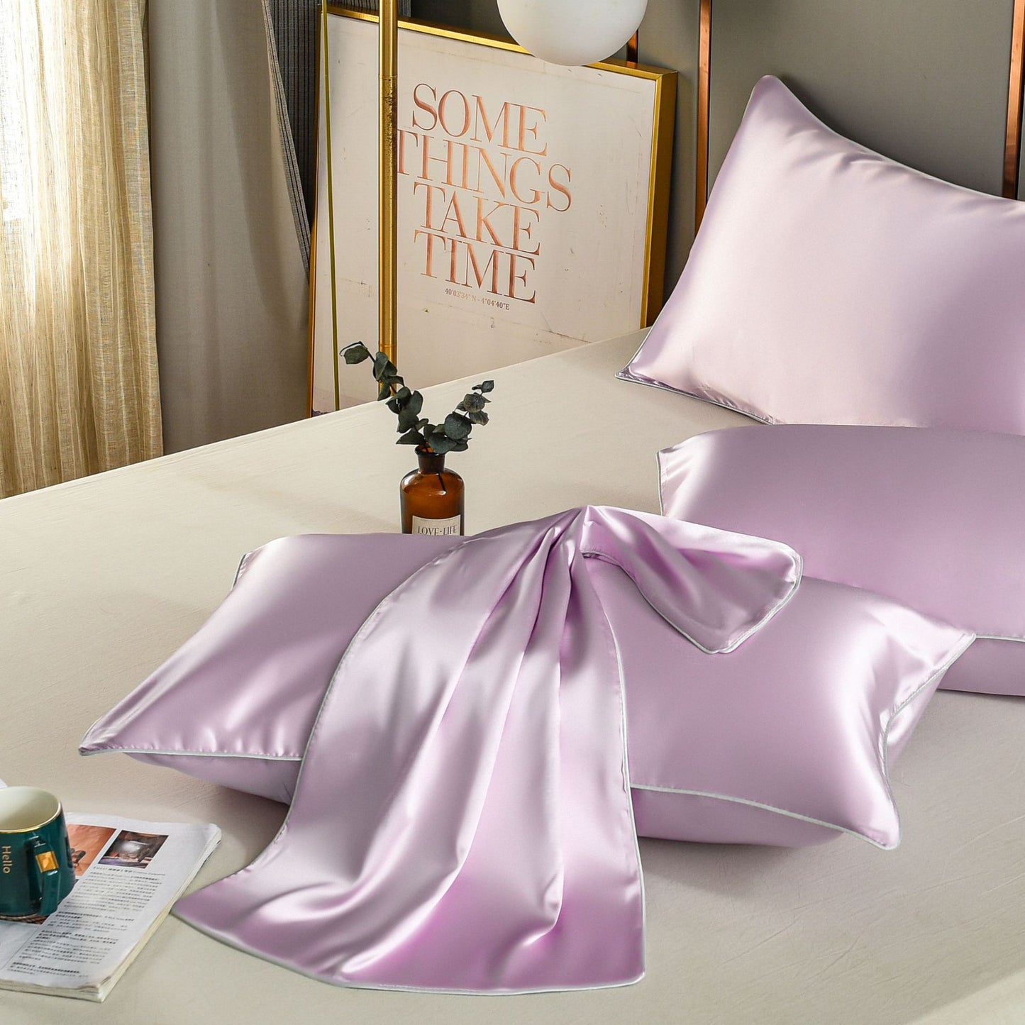 Ice silk satin pure silk pillowcase