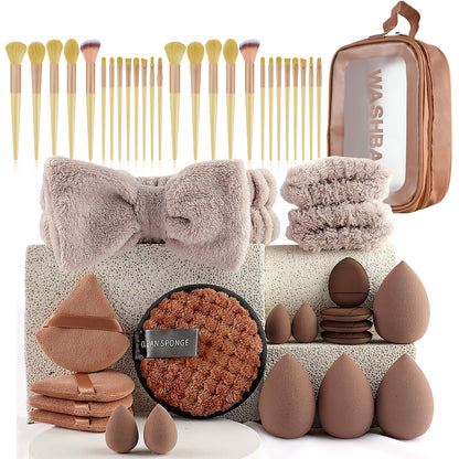 Professional Makeup Brush and Powder Puff Set 46 Pieces
