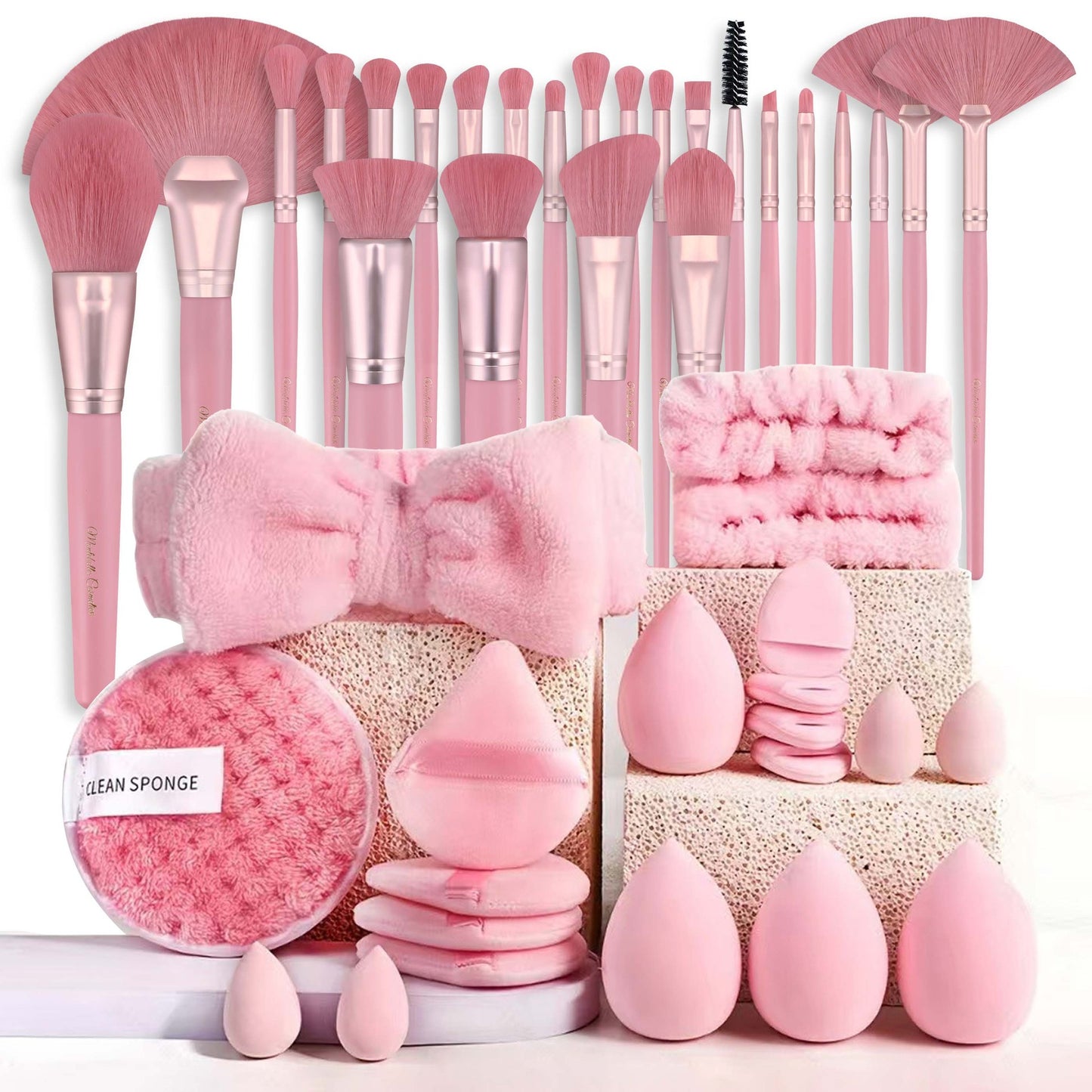Professional Makeup Brush and Powder Puff Set 46 Pieces