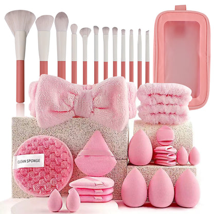 Professional Makeup Brush and Powder Puff Set 46 Pieces