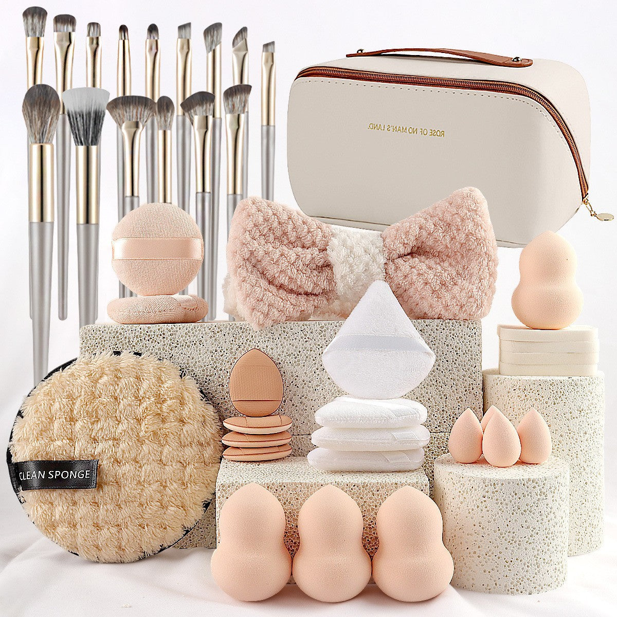Professional Makeup Brush and Powder Puff Set 46 Pieces