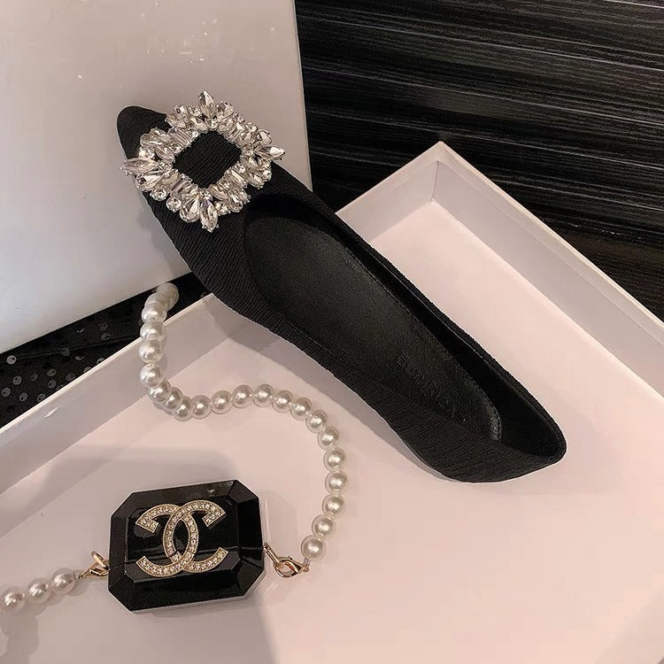 Women's Square Buckle Pointed Flat Shoes