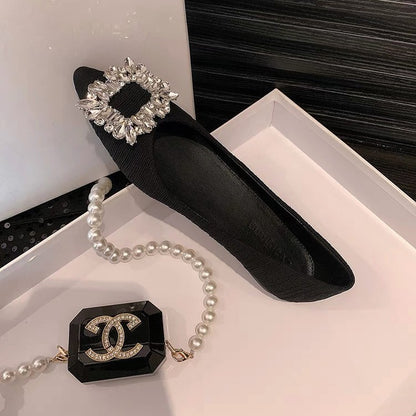 Women's Square Buckle Pointed Flat Shoes