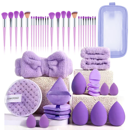 Professional Makeup Brush and Powder Puff Set 46 Pieces