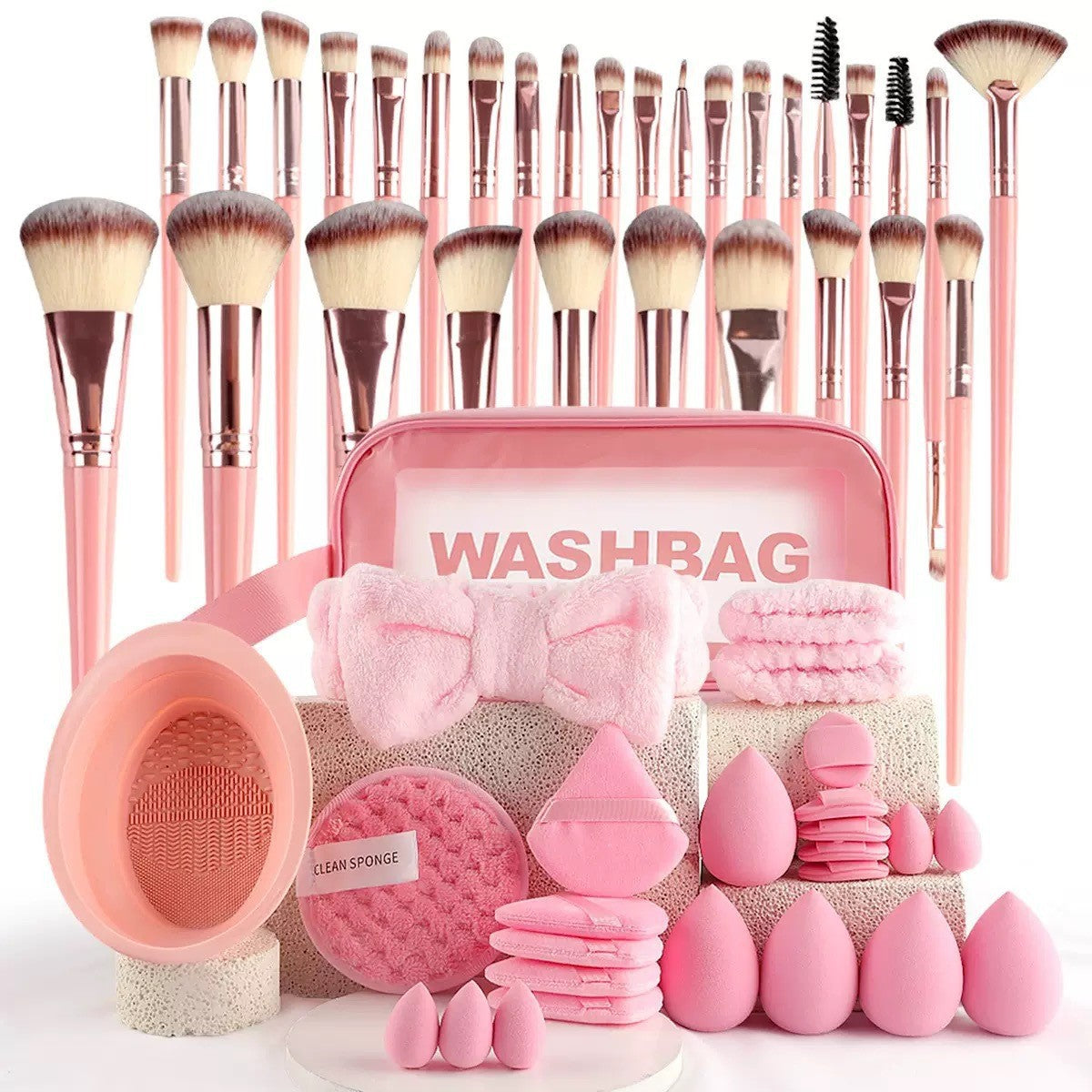 Professional Makeup Brush and Powder Puff Set 46 Pieces