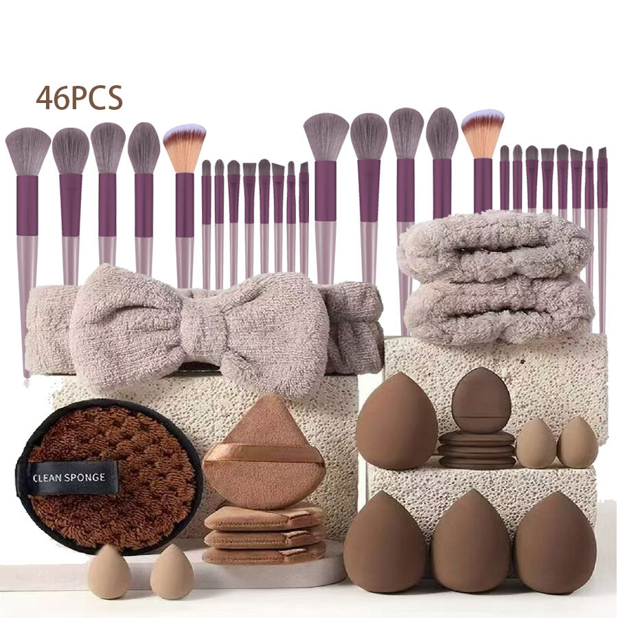 Professional Makeup Brush and Powder Puff Set 46 Pieces
