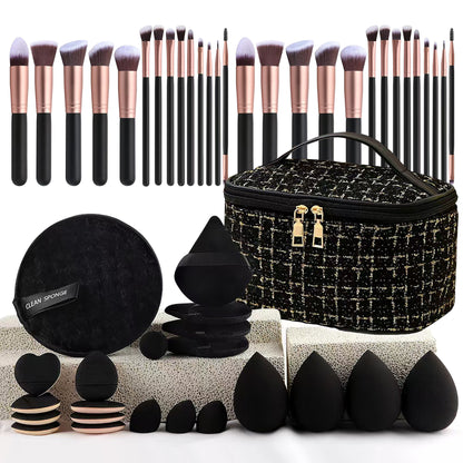 Professional Makeup Brush and Powder Puff Set 46 Pieces