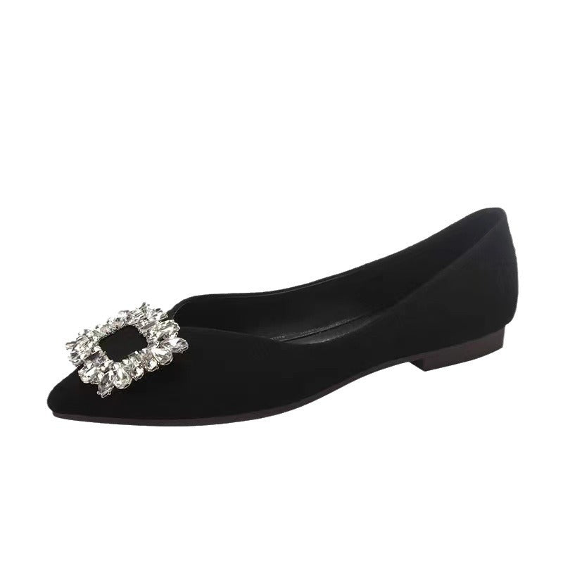 Women's Square Buckle Pointed Flat Shoes
