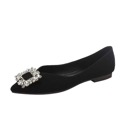 Women's Square Buckle Pointed Flat Shoes