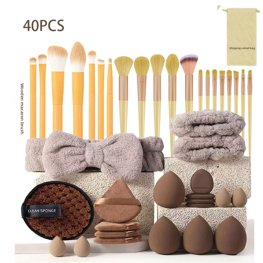 Professional Makeup Brush and Powder Puff Set 46 Pieces