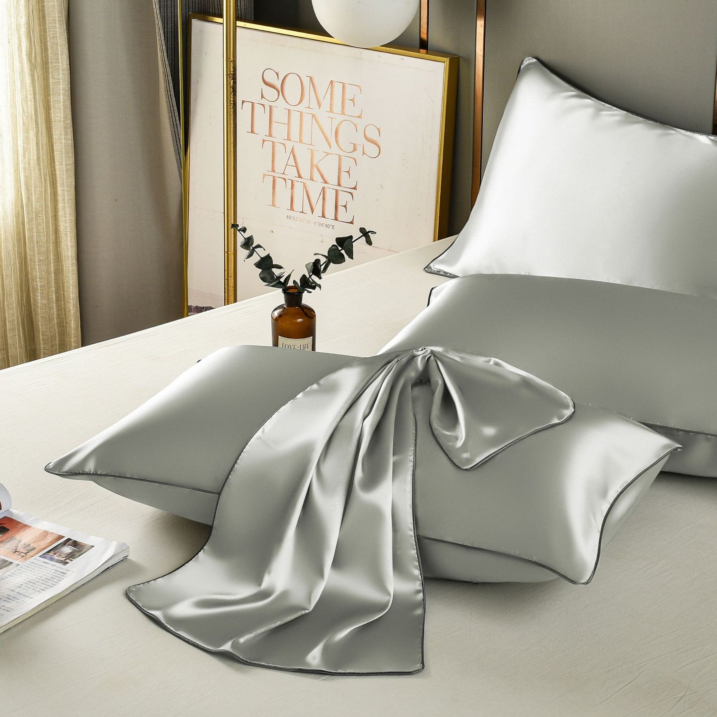 Ice silk satin pure silk pillowcase