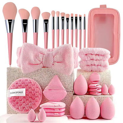 Professional Makeup Brush and Powder Puff Set 46 Pieces