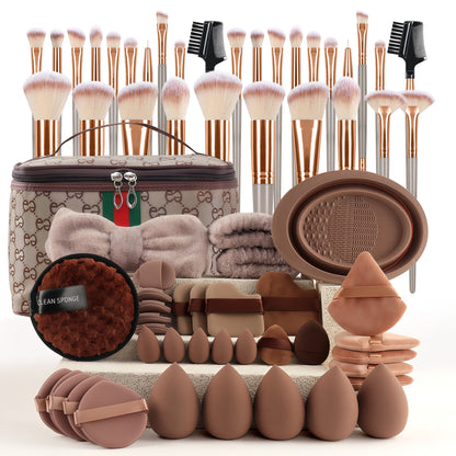 Professional Makeup Brush and Powder Puff Set 46 Pieces
