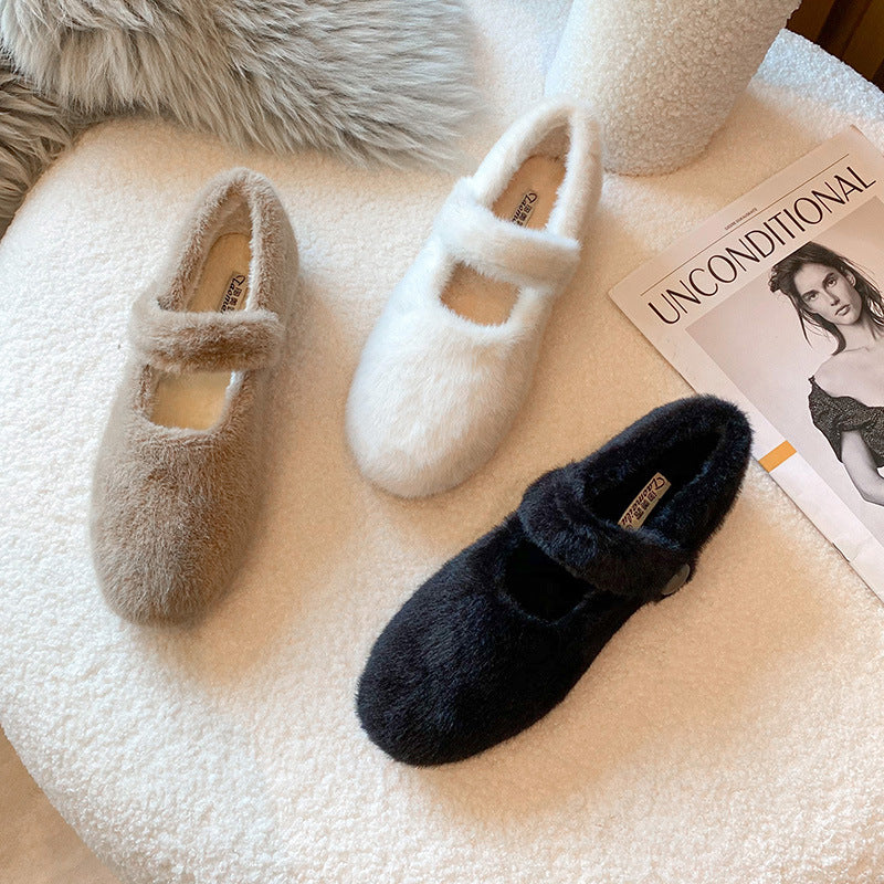 Thick-Soled Mink Fur Shoes