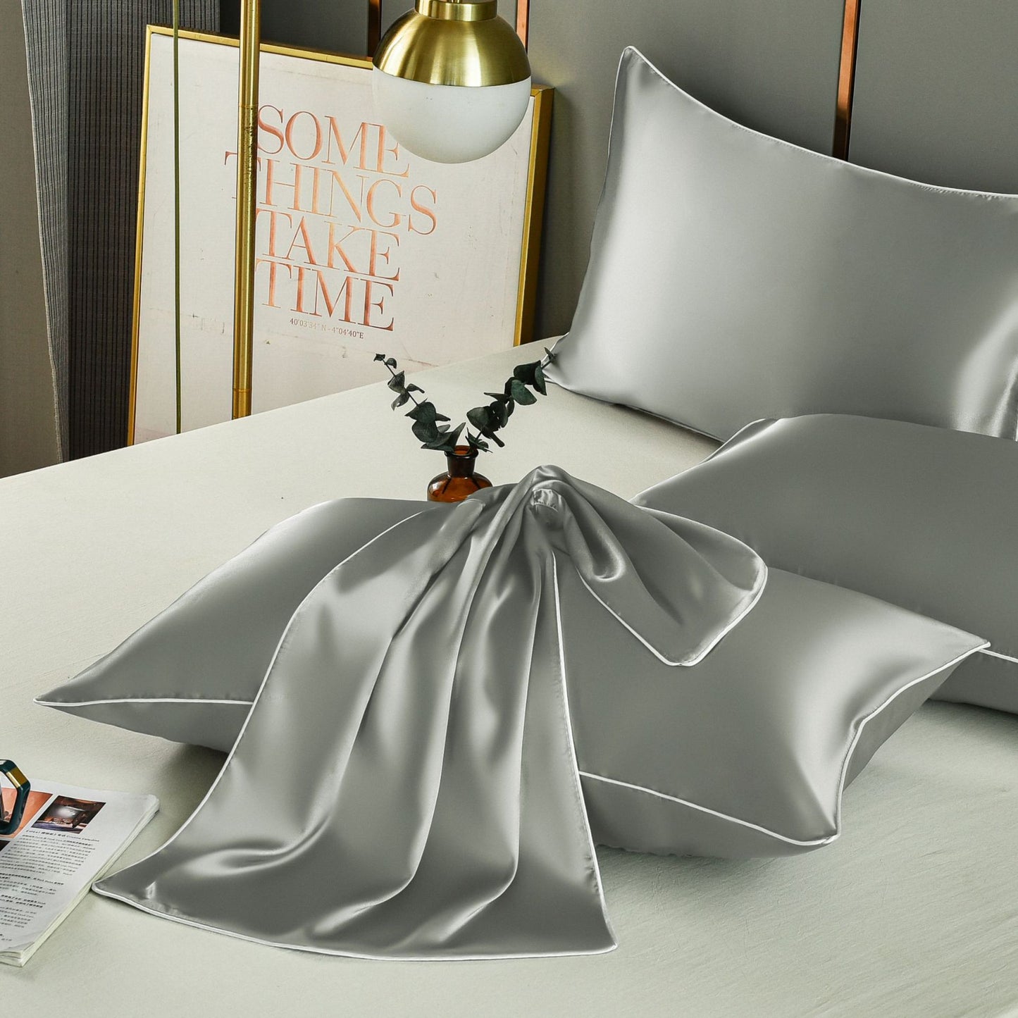 Ice silk satin pure silk pillowcase